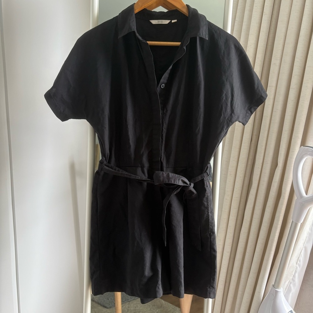 Uniqlo Black Polo Collar Wrap Jumpsuit